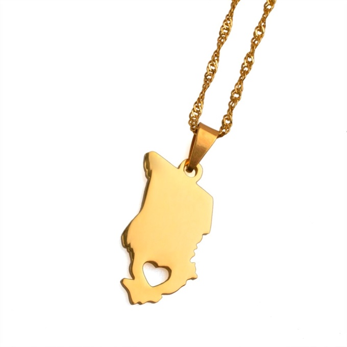 Country Map Of Chad Necklace